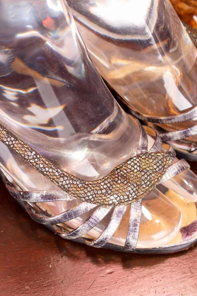 80s Riemchen Sandalen silber