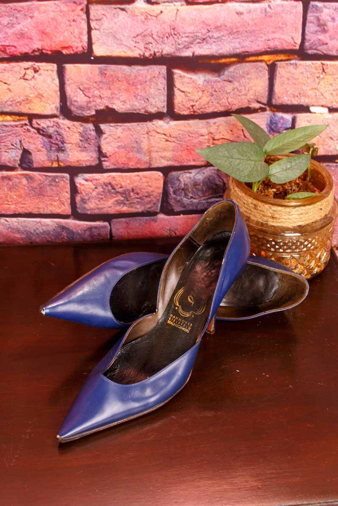 60s Highheels blau spitz