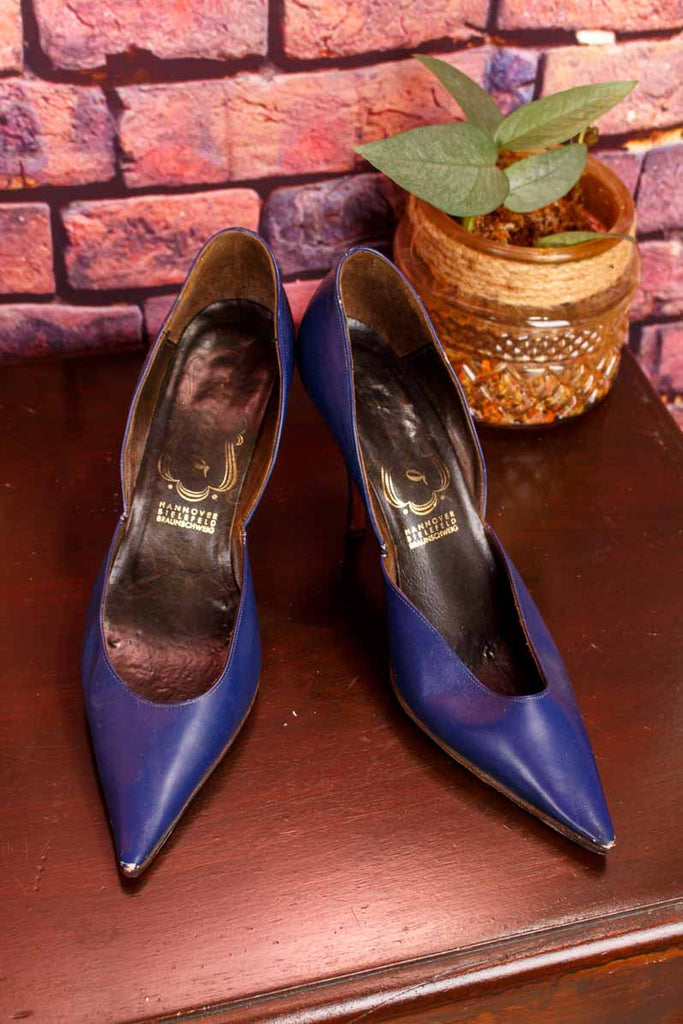60s Highheels blau spitz