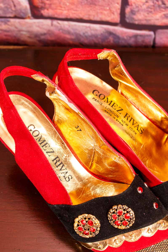 GOMEZ RIVAS Riemchen Pumps rot gold