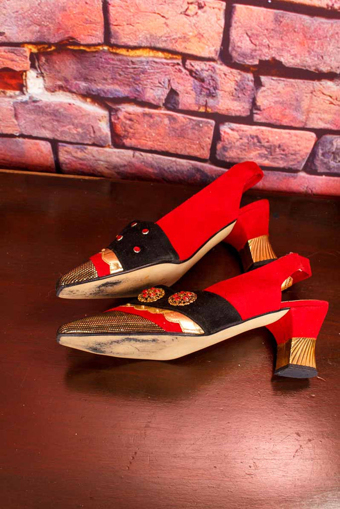 GOMEZ RIVAS Riemchen Pumps rot gold