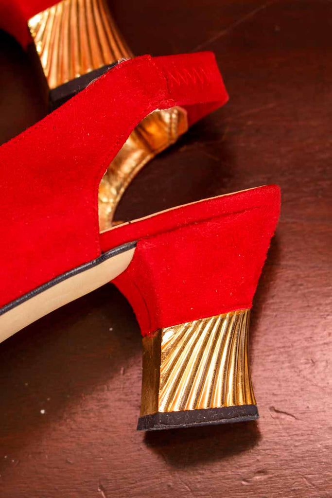 GOMEZ RIVAS Riemchen Pumps rot gold
