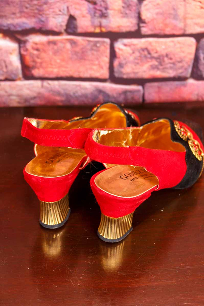 GOMEZ RIVAS Riemchen Pumps rot gold