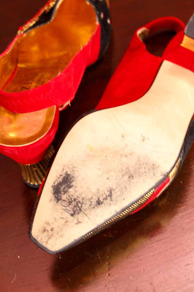 GOMEZ RIVAS Riemchen Pumps rot gold