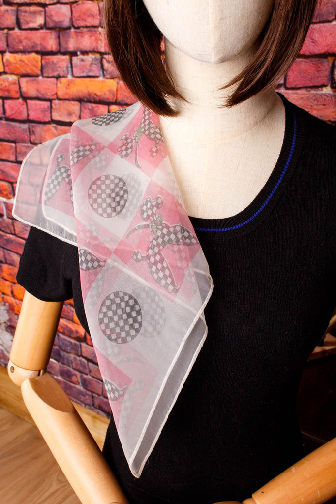 Vintage Kopftuch Pudel 50er 60er Accessoires Boho bunt Dandy Disco Rockabilly rosa Special Tuch Unisize weiß vintageberlin.de