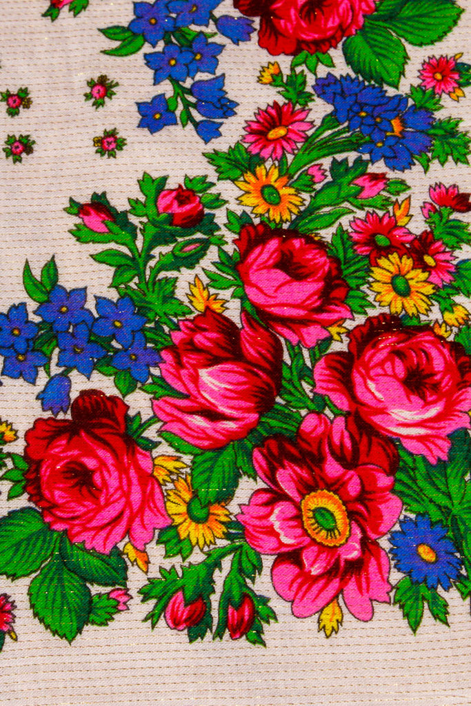 Glitzertuch weiß Blumen 70er 80er Accessoires Boho bunt Disco Rockabilly Special Tuch Unisize vintageberlin.de
