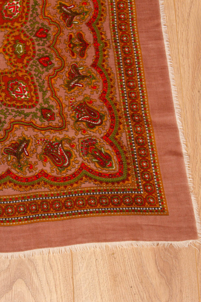 Wolltuch beige Paisley 70er 80er Accessoires beige Boho braun bunt Dandy Disco Rockabilly Special Tuch Unisize vintageberlin.de