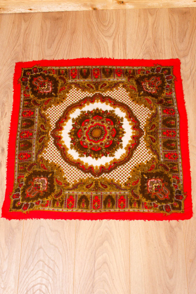 Schaltuch rot Wolle Muster Default Title 70er 80er Accessoires Boho bunt Dandy Disco Rockabilly rot Special Tuch Unisize vintageberlin.de