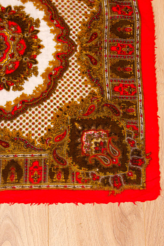 Schaltuch rot Wolle Muster 70er 80er Accessoires Boho bunt Dandy Disco Rockabilly rot Special Tuch Unisize vintageberlin.de
