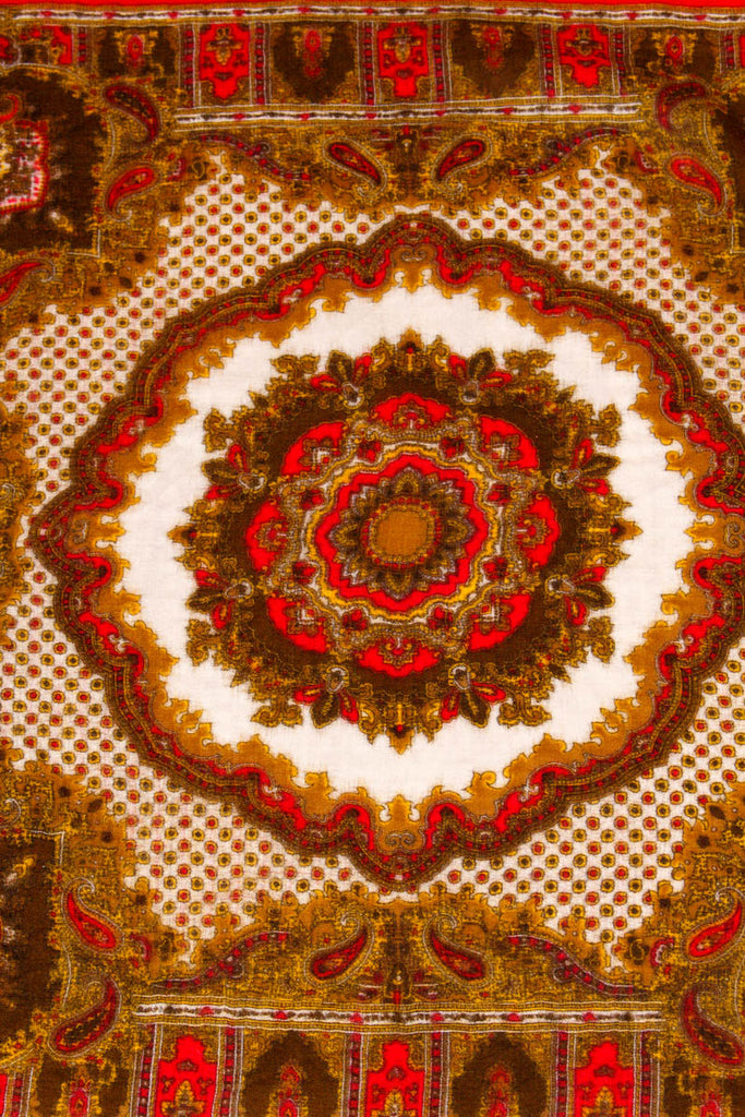 Schaltuch rot Wolle Muster 70er 80er Accessoires Boho bunt Dandy Disco Rockabilly rot Special Tuch Unisize vintageberlin.de