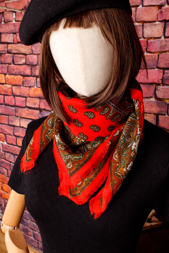 Schaltuch hellrot Muster 70er 80er Accessoires Boho bunt Dandy Disco Rockabilly rot Special Tuch Unisize vintageberlin.de