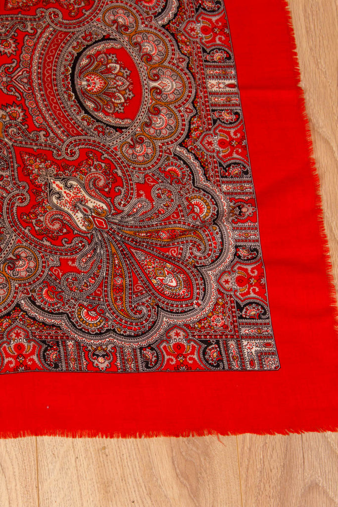 Schaltuch hellrot Wolle 70er 80er Accessoires Boho bunt Dandy Disco Rockabilly rot Special Tuch Unisize vintageberlin.de