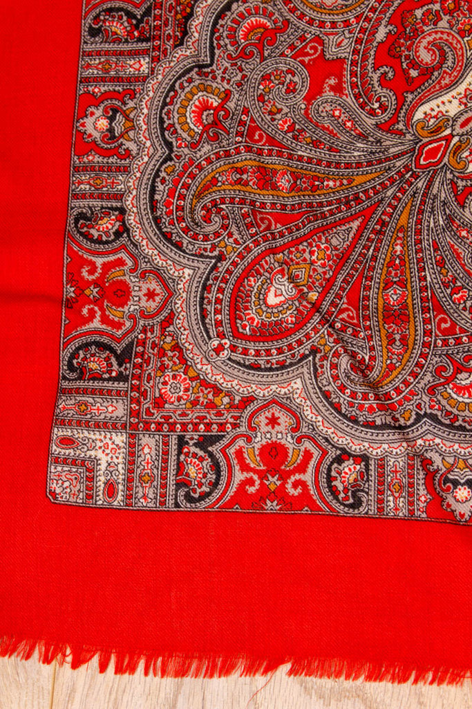 Schaltuch hellrot Wolle 70er 80er Accessoires Boho bunt Dandy Disco Rockabilly rot Special Tuch Unisize vintageberlin.de