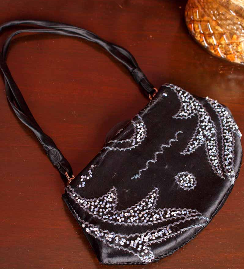 20s Handtasche schwarz Perlen