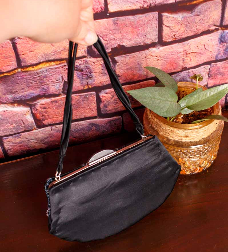 20s Handtasche schwarz Perlen