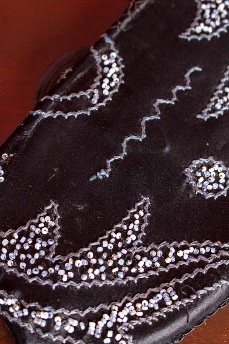 20s Handtasche schwarz Perlen