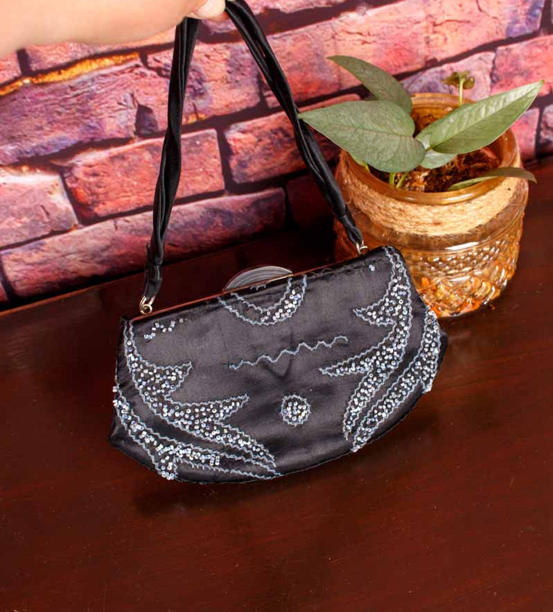 20s Handtasche schwarz Perlen