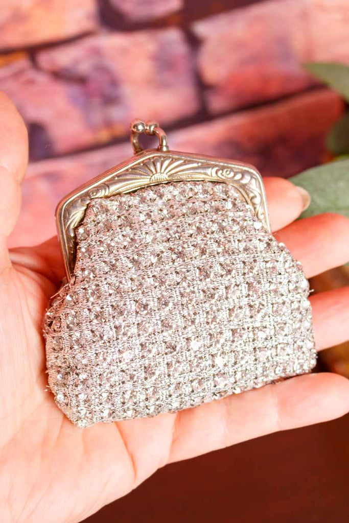 60s Strass Börse silber
