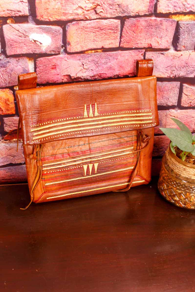 60s Boho Leder Satteltasche braun