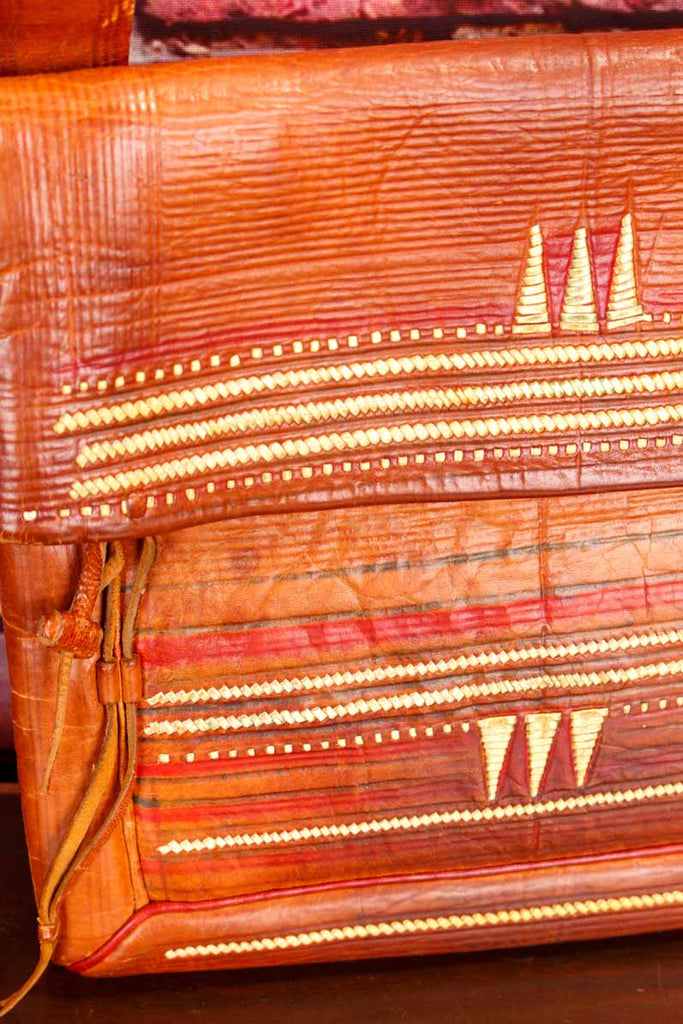60s Boho Leder Satteltasche braun