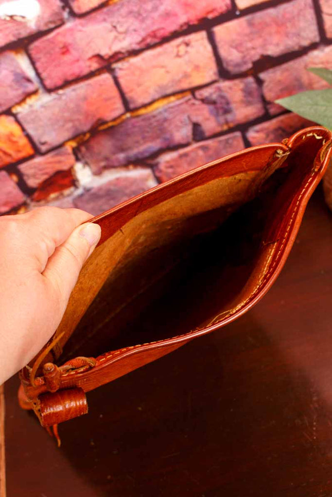 60s Boho Leder Satteltasche braun