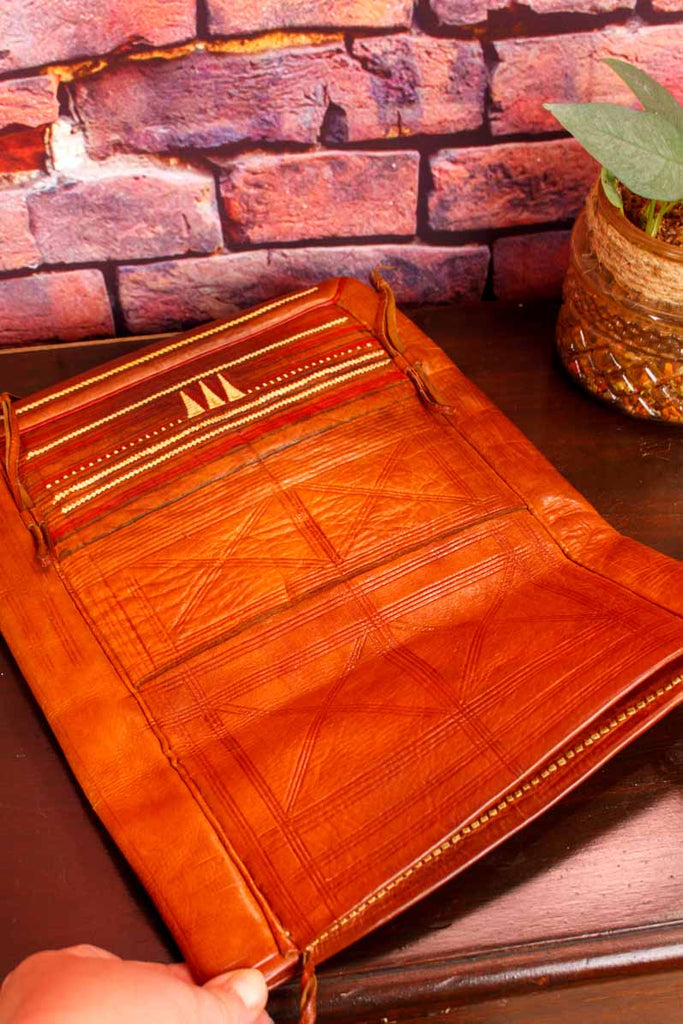 60s Boho Leder Satteltasche braun