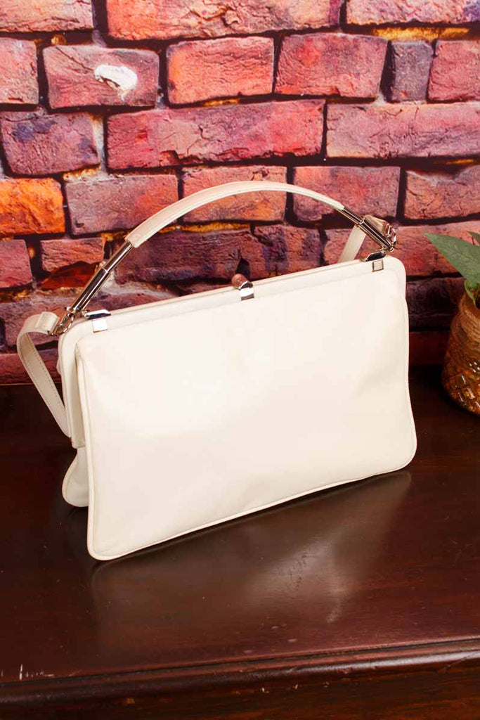 weiße Leder Handtasche