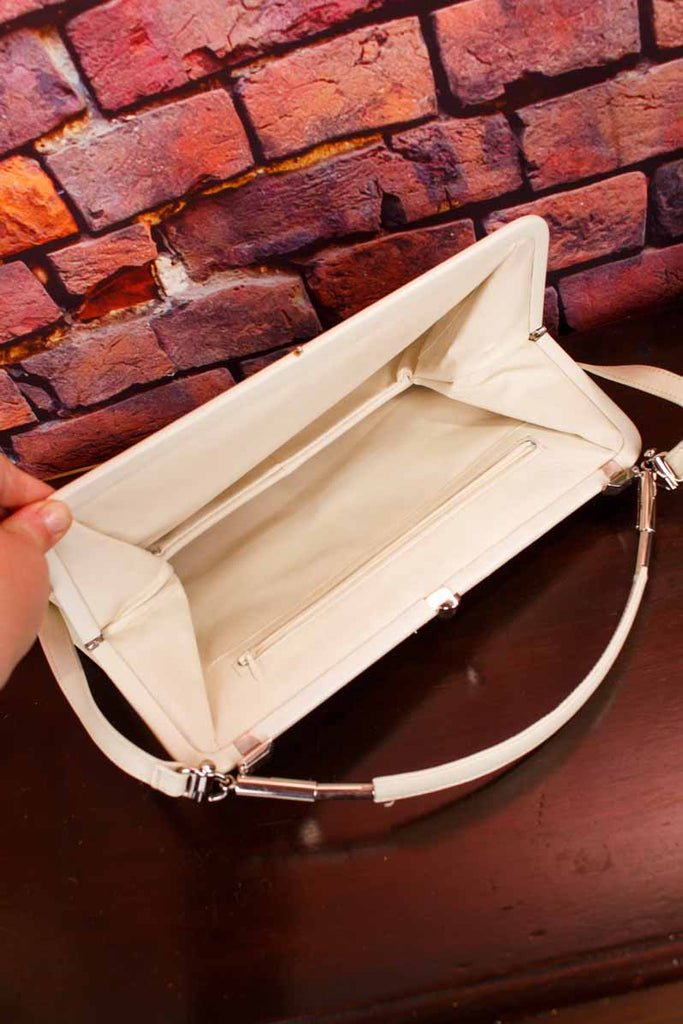 weiße Leder Handtasche