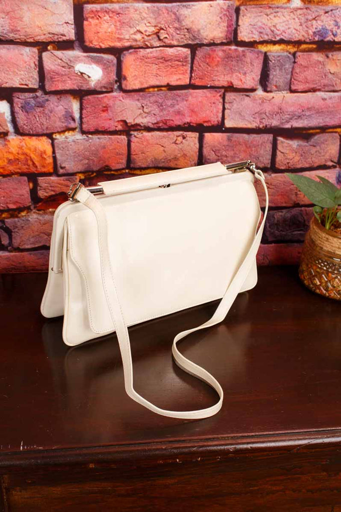 weiße Leder Handtasche