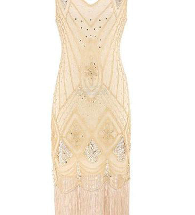 20er Jahre Flapper Kleid creme