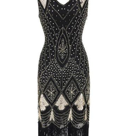 20er Jahre Flapper Kleid schwarz-gold