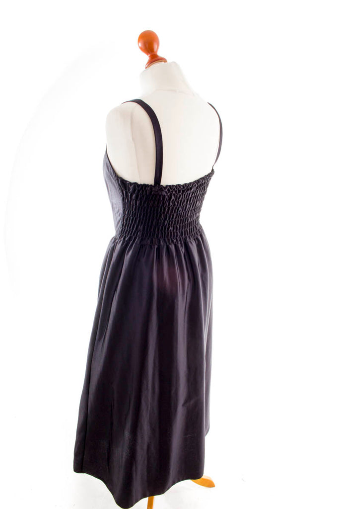 Abendkleid schwarz Satin 80er 90er Abendmode Frau Rockabilly S 36-38 schwarz vintageberlin.de