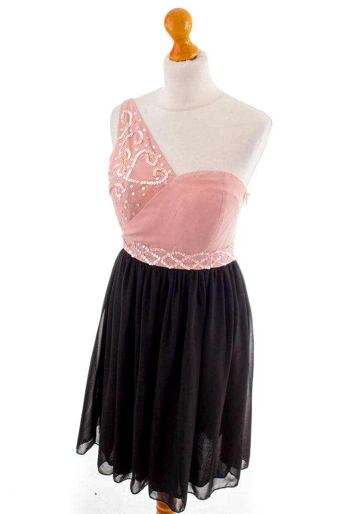 Partykleid kurz schwarz rosa 90er Abendmode Frau rosa S 36-38 schwarz vintageberlin.de