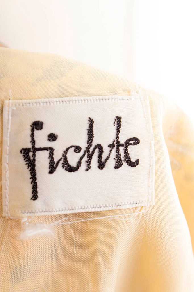 Vintage Kleid Ethnomuster 60er 70er beige Boho braun Frau gelb M 40-42 Mod Rockabilly S 36-38 Sekretärin vintageberlin.de