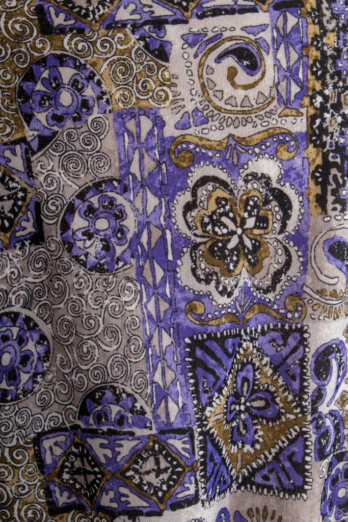 Vintage Kleid lila Paisley Muster 60er 70er bunt Disco Frau lila Rockabilly Schlager Sekretärin XL 48-50 vintageberlin.de