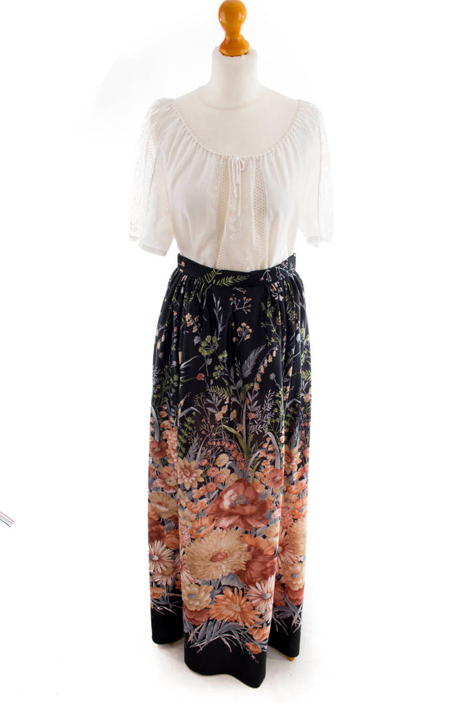 Maxirock bunt Blumen Default Title 70er Boho braun bunt Frau Hippie S 36-38 schwarz vintageberlin.de