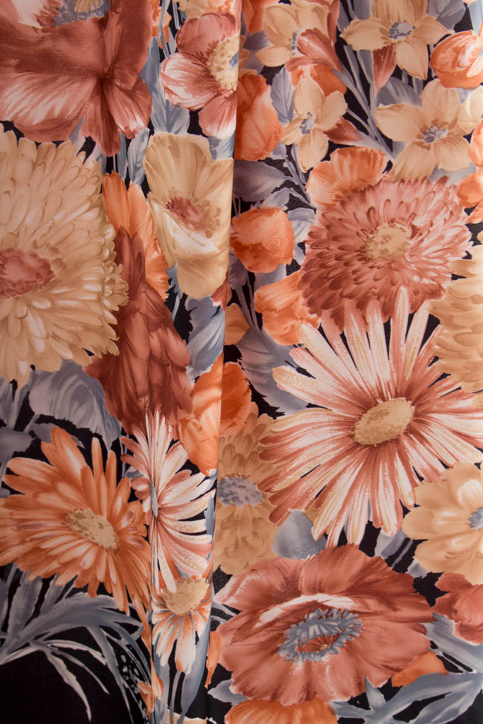 Maxirock bunt Blumen 70er Boho braun bunt Frau Hippie S 36-38 schwarz vintageberlin.de