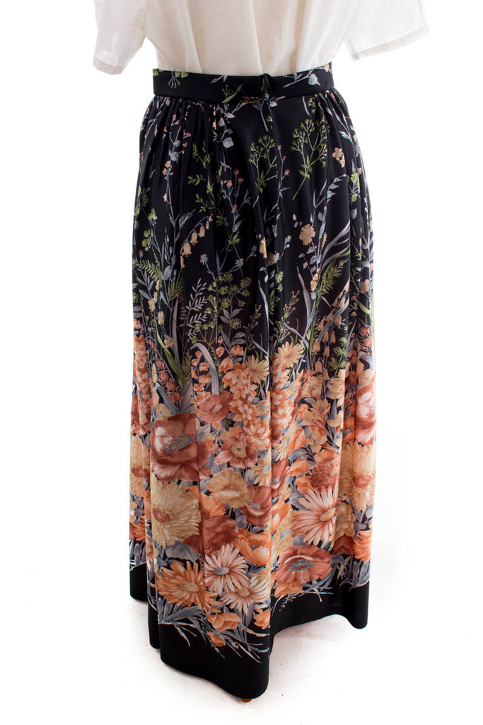 Maxirock bunt Blumen 70er Boho braun bunt Frau Hippie S 36-38 schwarz vintageberlin.de