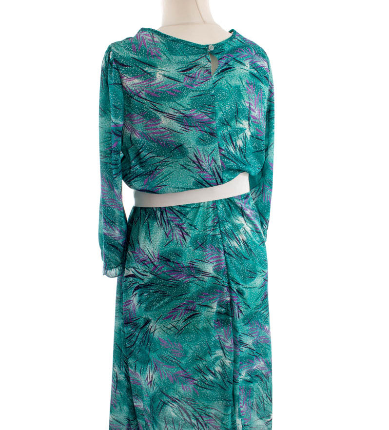 80er Stretchkleid türkis Muster