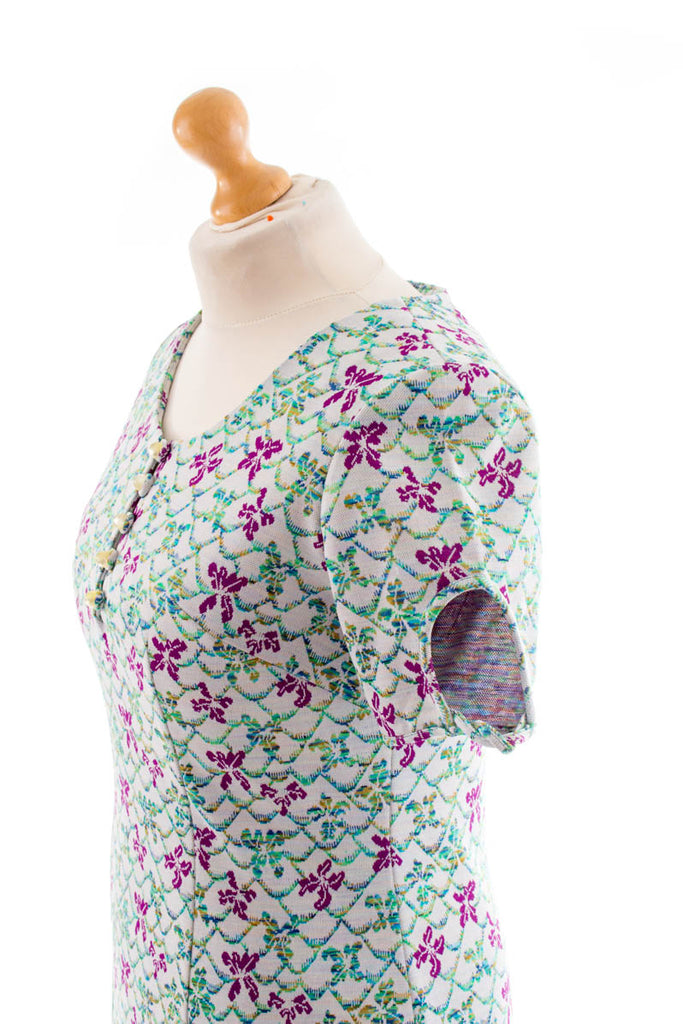 Vintage Minikleid bunt Blumen 60er 70er Boho bunt Disco Frau M 40-42 Mod Rockabilly Schlager Sekretärin Special vintageberlin.de