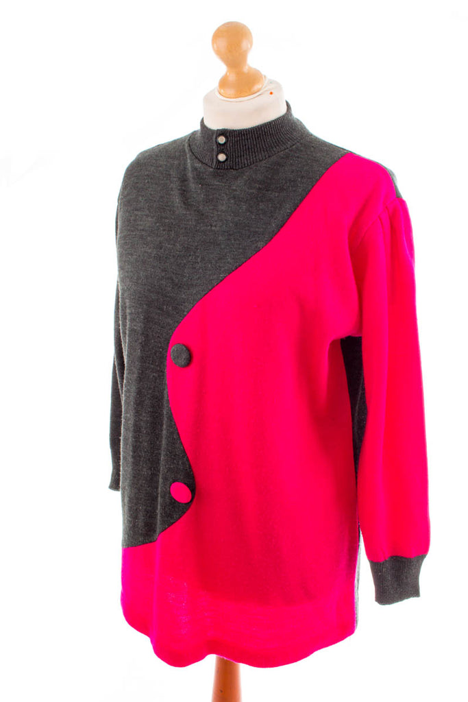 90er Pullover pink grau Default Title 80er 90er bunt Frau grau L 44-46 M 40-42 pink vintageberlin.de