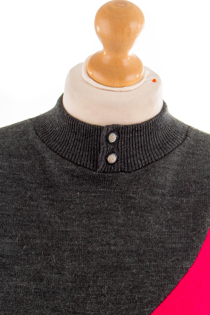 90er Pullover pink grau 80er 90er bunt Frau grau L 44-46 M 40-42 pink vintageberlin.de