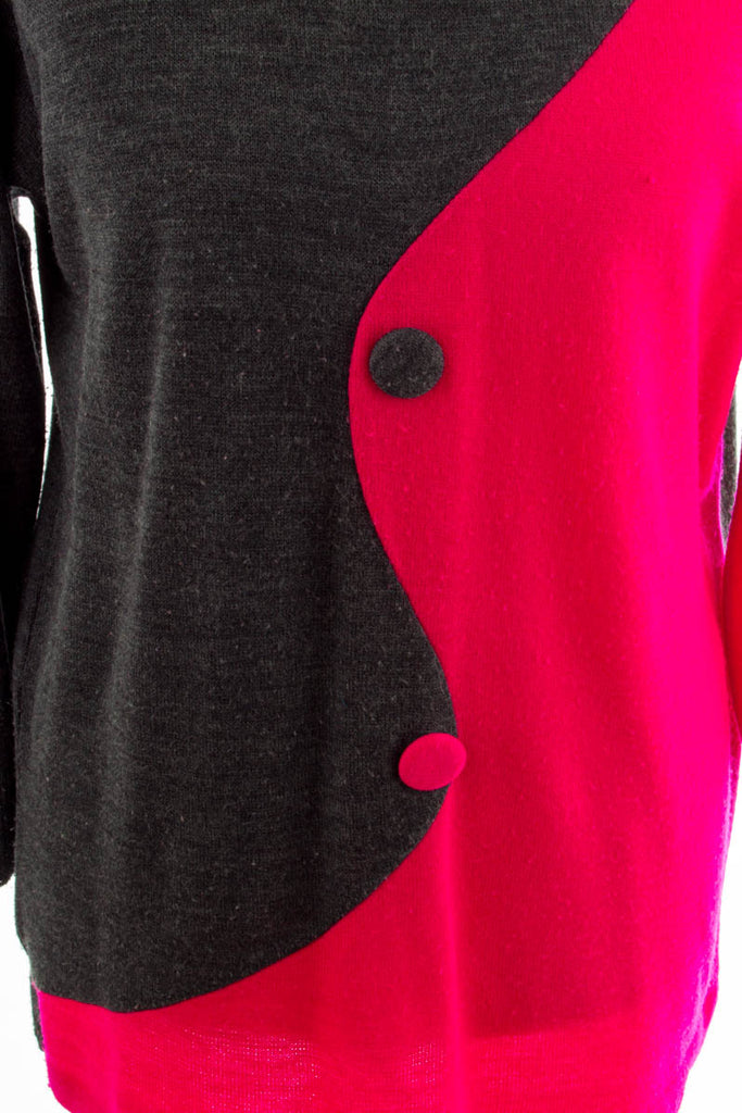 90er Pullover pink grau 80er 90er bunt Frau grau L 44-46 M 40-42 pink vintageberlin.de