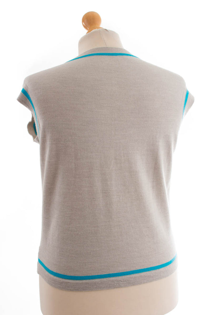 Vintage Strick Shirt Wollmix 70er 80er Boho Frau grau L 44-46 M 40-42 Rockabilly Sekretärin vintageberlin.de