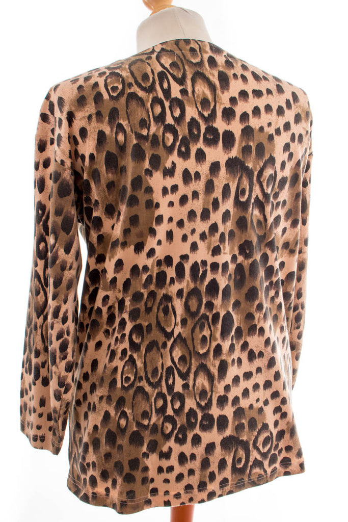 Vintage Leo Shirt gold bestickt 80er 90er beige Boho braun Disco Frau gold L 44-46 M 40-42 Sekretärin vintageberlin.de