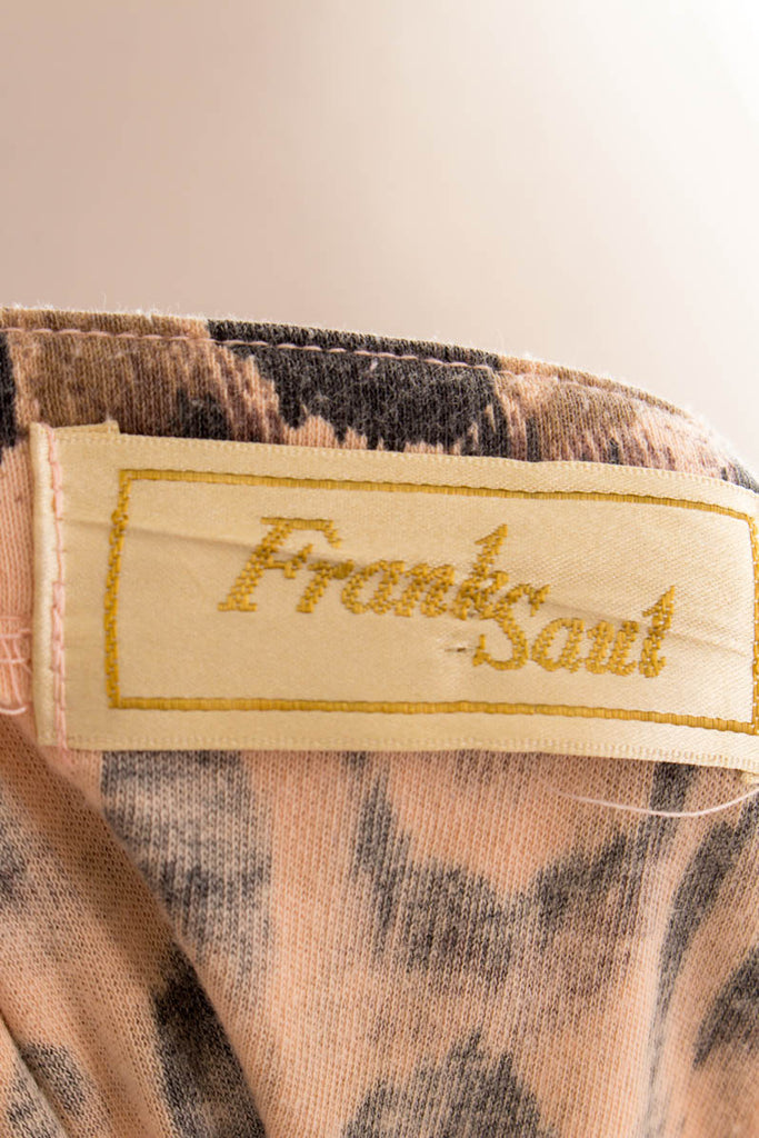 Vintage Leo Shirt gold bestickt 80er 90er beige Boho braun Disco Frau gold L 44-46 M 40-42 Sekretärin vintageberlin.de