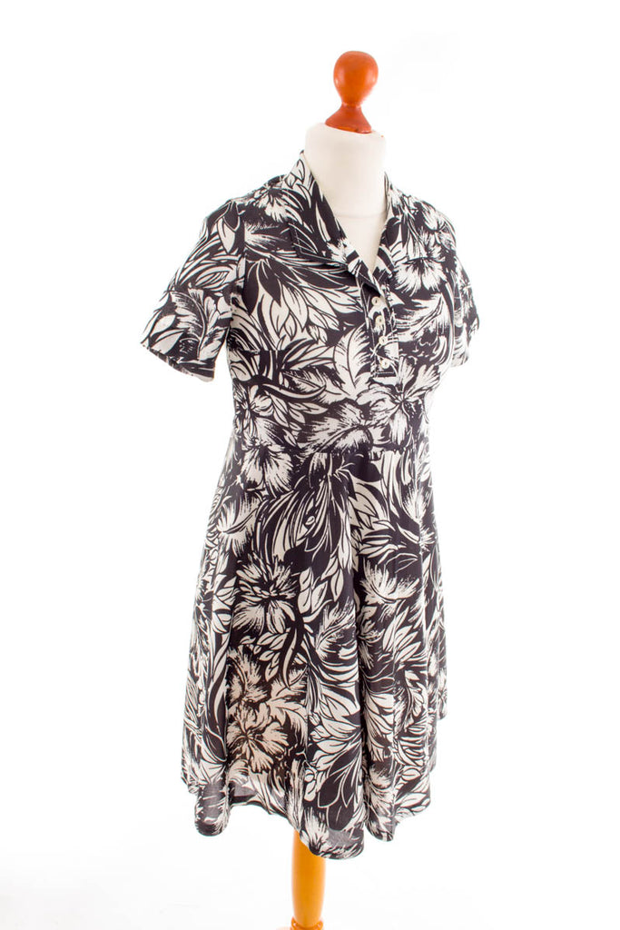 Rockabella Kleid schwarz weiß 60er Disco Frau M 40-42 Rockabilly Schlager schwarz weiß vintageberlin.de