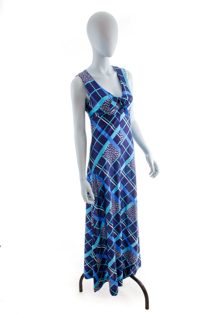 60s Hippiekleid blau Default Title 60er 70er Abendmode blau Boho Disco Frau Hippie S 36-38 Schlager Special vintageberlin.de