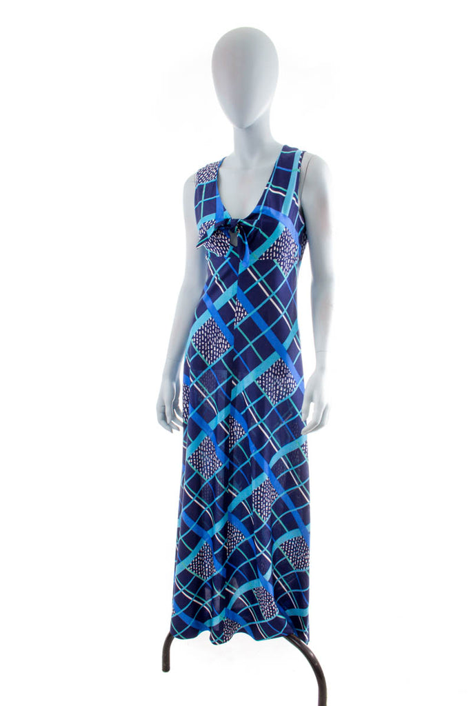 60s Hippiekleid blau 60er 70er Abendmode blau Boho Disco Frau Hippie S 36-38 Schlager Special vintageberlin.de