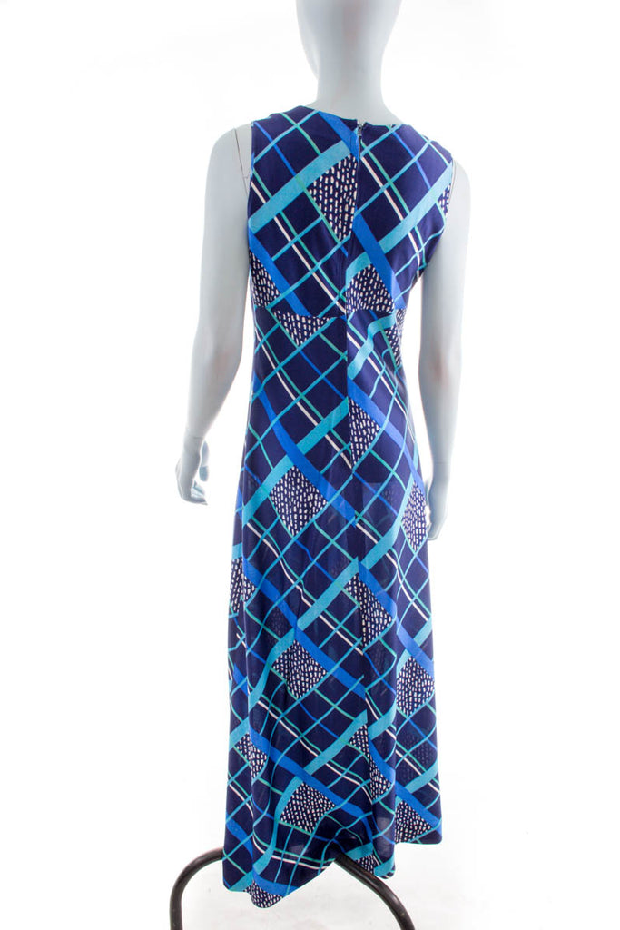 60s Hippiekleid blau 60er 70er Abendmode blau Boho Disco Frau Hippie S 36-38 Schlager Special vintageberlin.de